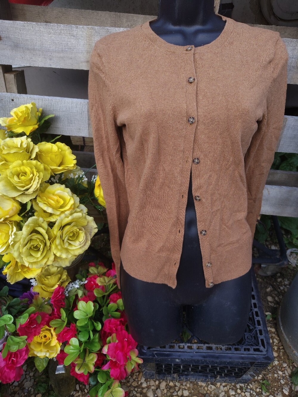 GAP Camel Brown Button-Up Knit Cardigan